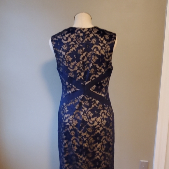 Belle Badgley Mischka Navy Lace Illusions Dress - Picture 5 of 6